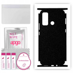 apgo Protective Skin Sticker for the back+sides compatible with Tecno Pouvoir 4, Full Wrap Film, Foil, Vinyl - Pattern Matte Black