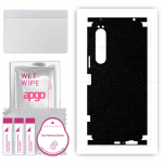 apgo kaitsev nahakleebis tagak&uuml;ljele ja k&uuml;lgedele, mis &uuml;hildub Sony Xperia 1 IV-ga, t&auml;iskile, foolium, vin&uuml;&uuml;l &ndash; mustriga mattmust