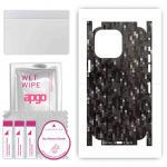 apgo Protective Skin Sticker for the back+sides compatible with Apple iPhone 14 Pro Max, Full Wrap Film, Foil, Vinyl - Pattern Carbon Black Pixel