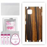 apgo Protective Skin Sticker for the back+sides compatible with Samsung Galaxy F42 5G, Full Wrap Film, Foil, Vinyl - Pattern Tigerwood