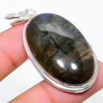 Natural Labradorite Gemstone Handmade 925 Sterling Silver Pendant 2.17 n2n64