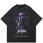 T&auml;navar&otilde;ivad Lightning Graafiline Unisex T-s&auml;rk Puuvillane Pestud Must Ts&auml;rk Unisex Tops T-s&auml;rk Suvine l&uuml;hikeste varrukatega T-s&auml;rk S must