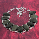 Kuldse l&auml;ikega obsidiaan 925 tahke h&otilde;bedane kaelakee, v&auml;ga ilusad v&auml;&auml;riskivide ehted, k&auml;sitsi valmistatud reguleeritav ketiga kaelakee Adjustable with 18 inches kuldne