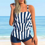 Naiste ujumisriided Tankini 2-osaline ujumistrikoo, mitmev&auml;rvilised merit&auml;he kestad, prinditud supluskost&uuml;&uuml;mid 6XL