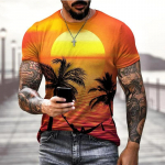 Trendikas Beach Botanical 3D Prindiga meeste T-s&auml;rk Suvine vabaaja T-s&auml;rgid Meeste Slim Fit L&uuml;hikeste Varrukatega Topid Teesid O Kaelusega Topid XS-6XL XS