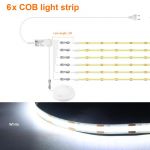 6 komplekti 220V COB LED riba paralleelvalgustid paindlik LED-teip h&auml;mardatav puutetundlik l&uuml;liti kapialuse lambi taustvalgustuse jaoks 1M