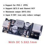 QC4.0 QC3.0 Type-C USB PD65W kiirlaadimisadapteri moodul DC8-32V 3.25A 65W Step Down Moodul SCP/FCP/PD With DC 5.5X2.1mm