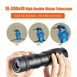 10-300x40 Super HD suumiga reguleeritav teleskoop monokulaarne sisset&otilde;mmatav binoklid reisimiseks jalgrattas&otilde;iduks matkatarvikud must