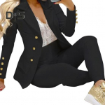 2 tk/komplekt Naiste &uuml;likonna mantli p&uuml;kste komplekt rev&auml;&auml;ri n&ouml;&ouml;biga Dekoratsioon keskmise pikkusega kardigan pikkade varrukatega jope k&otilde;rge v&ouml;&ouml;kohaga sirged p&uuml;ksid. Naiste pidulik pendeldamine M must