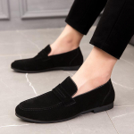 Meeste Penny Loafer Kohvipruun Suede Ametlikud Tiibadega Pulmasussid Stiilsed Formaalne Kollane Koolil&otilde;pu Bleiserid Kingad Suur Suurus EU:39 must
