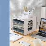 Mitmekihiline failiriiul andmesiiul Lauaarvuti Creative Office'i klassifikatsioonitarvikute salvestusriiul A4 paberist horisontaalne kihiline riiul four-ply valge