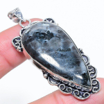 Larvikite Stone Gemstone Handmade 925 Sterling Silver Jewelry Pendant 2.36 p3q57