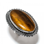 Tiger Eye Gemstone Handmade 925 Sterling Silver Jewelry Ring Size 8 m6r90