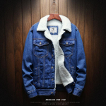 Jean jakk Meeste Paksud t&auml;navariided Denim Bomber jakid Mantel Meeste Vintage Sinine Meeste V&auml;lisr&otilde;ivad Plus Velvet &uuml;herealine tuulet&otilde;ke XXXXXL tumesinine v&auml;rv
