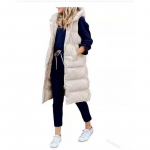 S&uuml;gistalvine naiste varrukateta soe puuvillane kapuutsiga vestiga sulejope pikk mantel vest plusssuuruses XL
