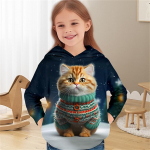 T&uuml;drukute 3D-kassi kapuutsiga pullover, pikkade varrukatega 3D-prindiga lasteriiete mood kost&uuml;&uuml;mid t&uuml;drukutele vanuses 2&ndash;12 aastat 160