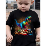 L&otilde;busad dinosaurused ja veoautod, graafiline kaelusega s&auml;rg, poiste vabaaja s&auml;rgid, l&uuml;hikesed varrukad, kaelus, v&auml;rvikas multikas suvine igap&auml;evaelu 110