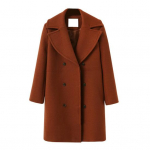 Naiste villane jope Ujutatav krae, &uuml;hev&auml;rviline kaherealine, suures suuruses mantel lahtine termiline pikkade varrukatega pendelr&auml;nne tutvumine kevad s&uuml;gis talv M telliskivipunane v&auml;rv