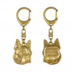 Boston Terrier, American Gentleman - Gilded key ring with dog in gift box, handbag decoration, luxury accessory by Art-Dog brand