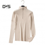 S&uuml;gistalvine naiste sviiter poolkaelusega pikkade varrukatega t&otilde;mblukuga kaelus, kootud pullover, naiste sviiter mugavad soojad &otilde;hukesed kootud riided aprikoosi