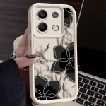 Musta lillemustriga &uuml;hev&auml;rviline &uuml;mbris Xiaomi Poco F6 X5 X6 M6 Pro 13t Redmi Note 13 12 11 10 Pro Plus silikoonist pehme l&auml;&auml;tse kaitsekatte jaoks Xiaomi 13T(13T Pro)