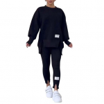 2 tk/komplekt Naiste topp ja p&uuml;ksid &Uuml;likond &Uuml;mar kaelus Pikkade varrukatega L&otilde;hikuga &auml;&auml;ris Pusakomplekt Elastne v&ouml;&ouml;koht &Uuml;hev&auml;rviline Slim Fit P&uuml;ksid Talvine Igap&auml;evane R&otilde;ivaesemete Komplekt M sinine