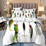 3D Prinditud Kala Voodipesu, King Queen Voodi, Udusule Tekikott ja Padjap&uuml;&uuml;r, 2/3 tk &Uuml;lipeen Kiud Kiiresti Kuivav Magamistoa Kaunistus AU Double 180x210cm