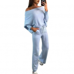 2 tk/komplekt Naiste &uuml;lemised p&uuml;ksid, &otilde;lgadest, pikad nahkhiire varrukad, elastne dressipluus XL taevasinine v&auml;rv