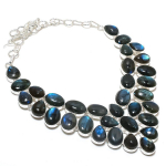 Natural Labradorite Gemstone 925 Sterling Silver Jewelry Necklace 18 y1a95