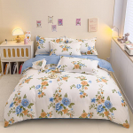 Puhas puuvill paksenenud ja lihvitud neljaosaline komplekt, puuvillane &uuml;hiselamu voodilina tekk kolmeosaline komplekt 2.0m bed