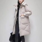 Uued talvised naiste parka kapuutsiga jakid, paksud soojad puuvillase polsterdatud puhvermantlid vabaaja pikad parkad riided lahtised &uuml;ler&otilde;ivad M beež