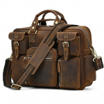 Vintage Meeste Crazy Horse Nahast Portfell Suur S&uuml;learvuti Ehtne Nahast &Auml;rikott T&ouml;&ouml;kott Reiskott Lehma Nahast Messenger Bag 42X28X15cm tumepruun v&auml;rv