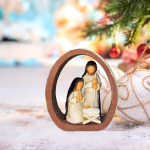 Christmas Decoration, Holy Family Figurine for Hanging on Desk, Bookshelf, Centerpiece, Resin Brown