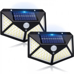Stillcool&reg; 2tk Lampe solaire ext&eacute;rieur 100 LED Applique murale ext&eacute;rieur avec 3 mode and D&eacute;tecteur de mouvement in jardin patio