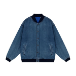 Levis SS21 baseball-kraega &uuml;herealine kahepoolne vabaaja teksajakk Meeste jakid Sinine A1941-0000 M