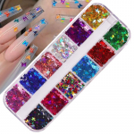 Nail Art Sequins Love, Laser Magic Butterfly fluorestseeruv helendav litrite kast Hot Sale Sequins
