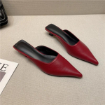 moedisainer Naiste Terava Ninaga Mules Sandaalid Moodsad Madalad Slip-On Sandaalid Kingad Daamide Elegantne V&auml;litingimustes Madala Kontsaga Kingad 35 punane