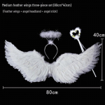 Halloweeni inglitiivad lastele ja t&auml;iskasvanutele &ndash; Kost&uuml;&uuml;mirekvisiidid sulgedega Medium Angel Three-piece Set