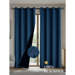 1 tk pimendavad kardinad kaetud isoleeritud voodriga, kardinad elutuppa, magamistuppa, k&ouml;&ouml;ki, kodukaunistusi, toakaunistusi 100X200CM 1PCS&Grommet Top tumesinine v&auml;rv