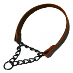 Koera kaelarihm ehtsast nahast koera kaelarihm koera l&auml;mbumisrihm Roostevabast terasest kett No Pull Dog nahast treeningkaelarihm L (neck 43-53cm)