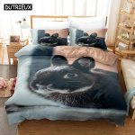 3D-prinditud lihav&otilde;ttej&auml;nese voodipesukomplekt Sulet&auml;idisega tekikate padjap&uuml;&uuml;rikotiga Kahekohaline &Uuml;hekohaline King EU single(135x200cm)