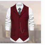 Meeste Neli Aastaaega Vintage &Uuml;likonna Kraega Vest &Uuml;hev&auml;rviline &Uuml;hern&ouml;&ouml;biline Slim Top XL veinipunane v&auml;rv