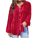 Naiste avar ja moodne universaalne kullast sametist &uuml;hev&auml;rviline pikkade varrukatega tops vabaaja s&auml;rk XXXL kuum roosa v&auml;rv