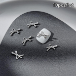 10 tk h&otilde;bedase v&auml;rvi liblikaga k&uuml;&uuml;nekunsti kaunistused Bling kristallist tsirkoonist vibu k&uuml;&uuml;nte kaunistused 3D metallist manik&uuml;&uuml;ri tarvikud