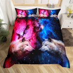 Hunditekkikate komplekt Queen Lastele Teismelistele Mikrokiud Loomateema Lumihundi Muster Tekikate Metslooma Prinditud Voodipesu Komplekt EU Single(135x200cm) blue