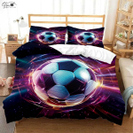 Lahe Sport Akvarell Jalgpall 3D Prinditud Tekikott Poiste Tuppa Voodipesukomplekt Tekikott Padjap&uuml;&uuml;r Kolmeosaline Komplekt EU 135x200cm 2PCS