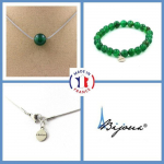 Pierres et Min&eacute;raux. Parure bijoux Bracelet Collier 1 Perle Agate verte 8 mm. Chaine en Taille personnalisable.