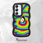 V&auml;rvitud muster Big Wave Edge pehme silikoon materjal Macaron telefoni &uuml;mbris p&otilde;rutuskindel kaitsev kummist korpus OnePlus Vivo Motorola Moto jaoks Vivo V30 Lite 5G roosa