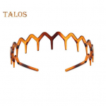 Hammastega juuksepael siksakmustriga hammaste kujuga mehed naised 90ndate stiil lainekujuline peapael Libisemiskindla haardega juuste aksessuaar pruun