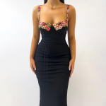 Seksikas rinnakorvi kleebis spagetirihmadega kleit, naiselik side k&otilde;rge v&ouml;&ouml;kohaga, &otilde;hukesed pikad kleidid naiste suvepuhkuse vabaaja elegantne &otilde;htukleit naistele L must